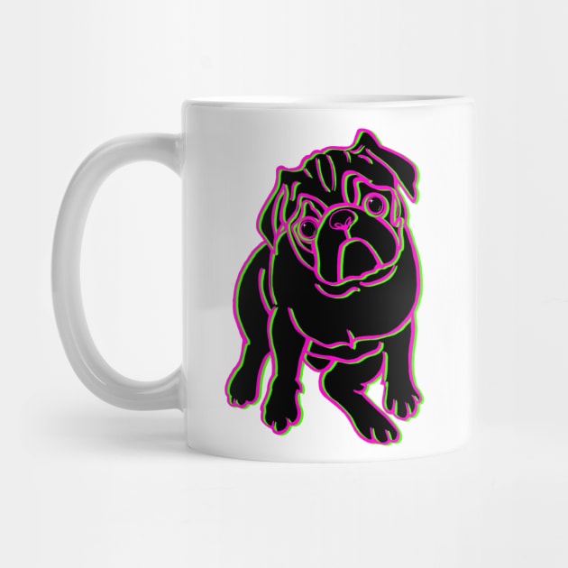 Pug Black Neon Outline 4 by heathengirl64